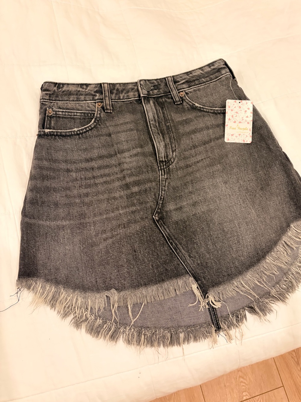 NWT Free People We The Free Distressed Denim Skirt